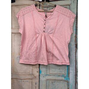 Knox Rose Womans XL Blouse PInk Cap Sleeve